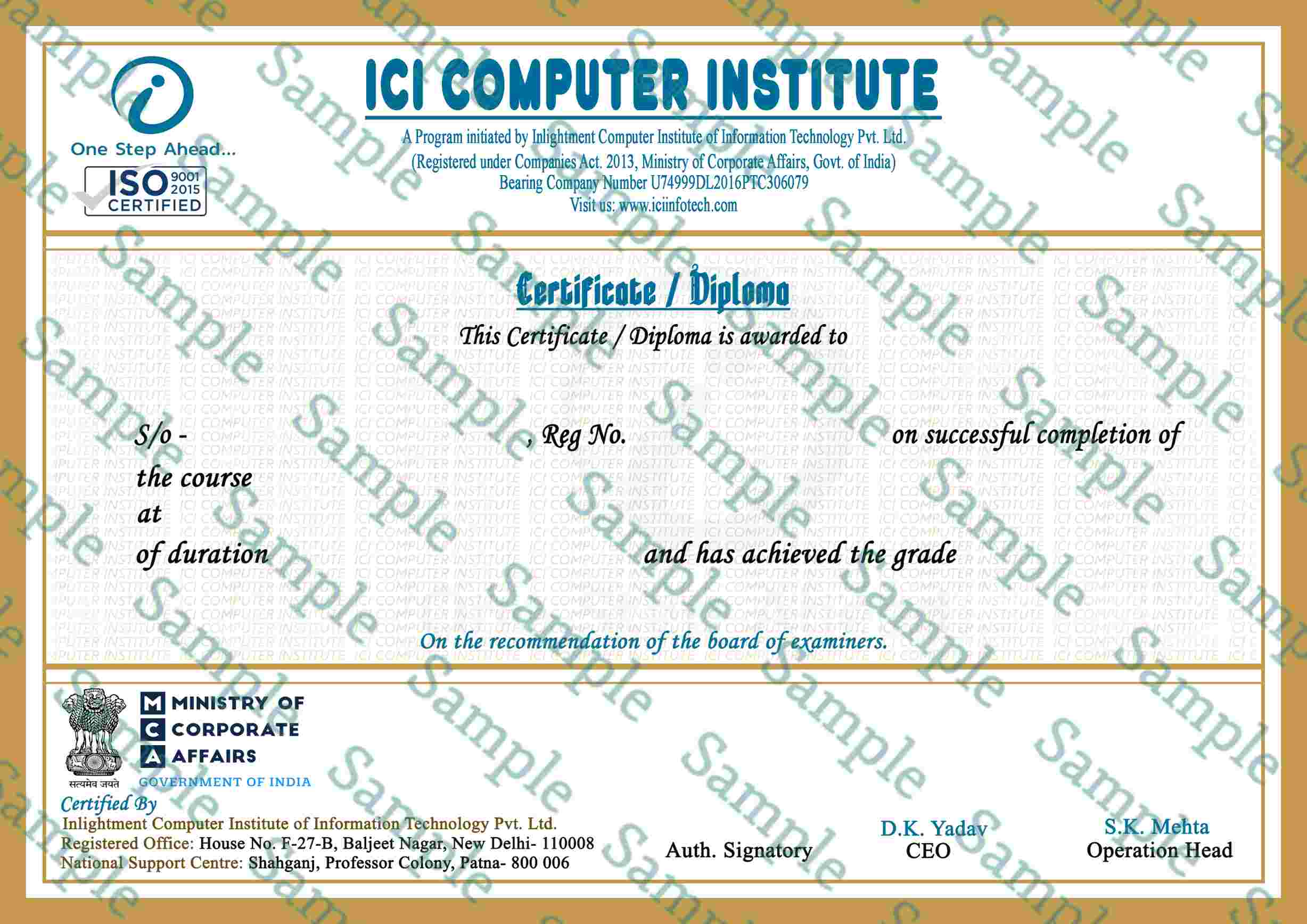Sample Certificate